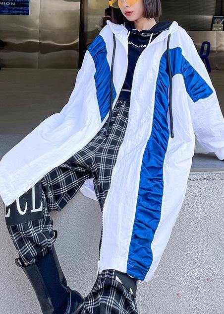 White Cinched Batwing Sleeve Spring Hoodies Outwear