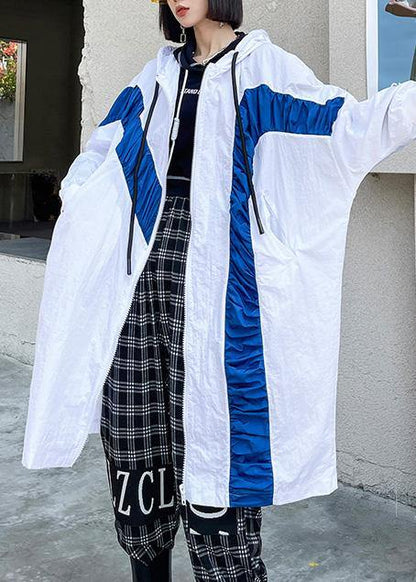 White Cinched Batwing Sleeve Spring Hoodies Outwear