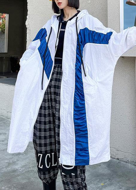 White Cinched Batwing Sleeve Spring Hoodies Outwear