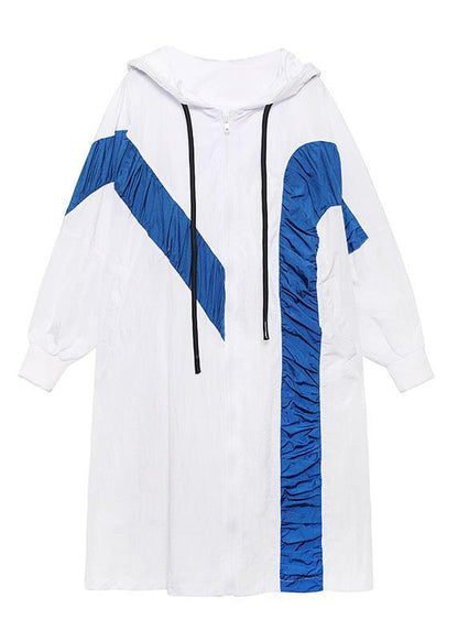 White Cinched Batwing Sleeve Spring Hoodies Outwear