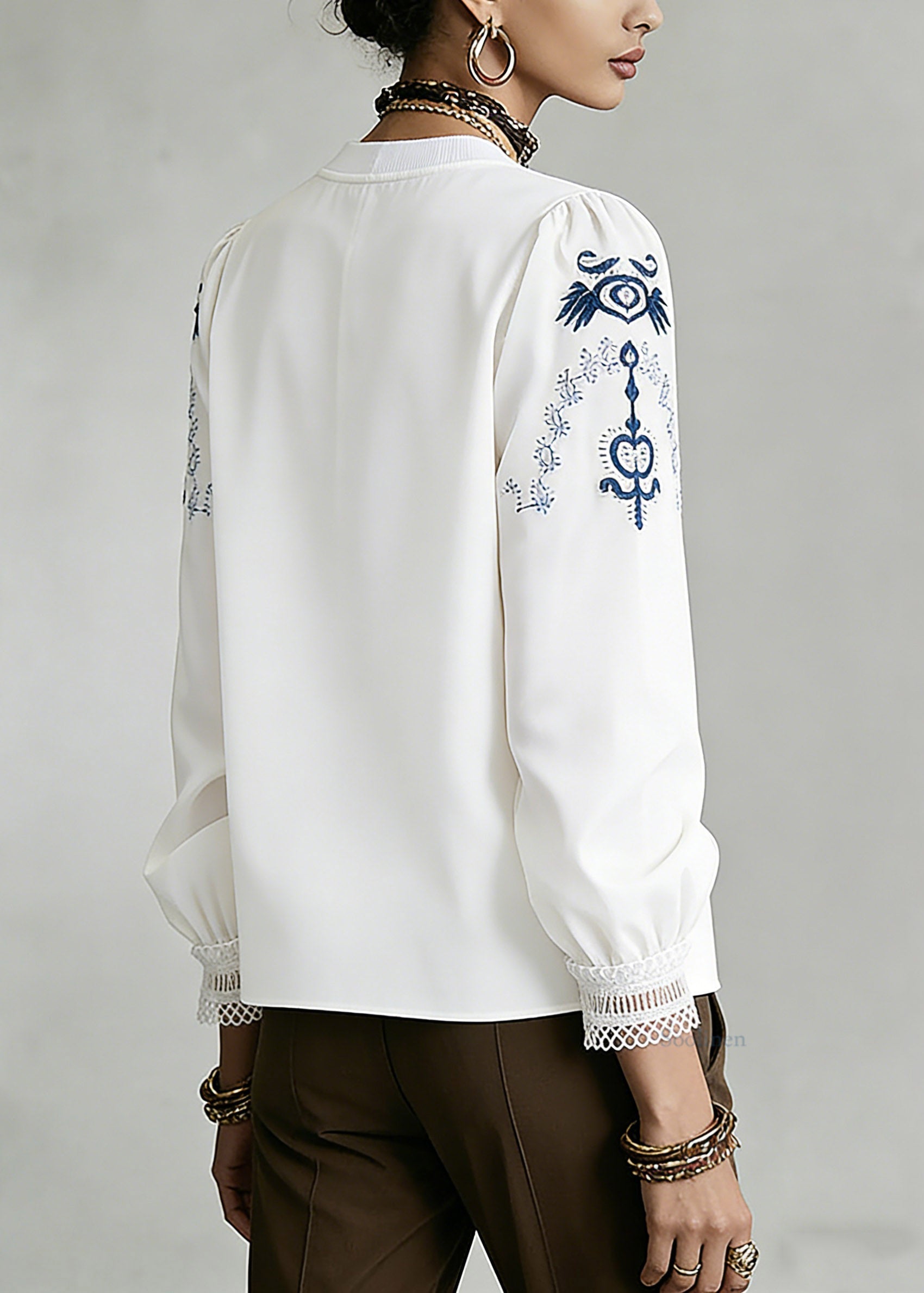 Vintage White O-Neck Print T Shirt Spring