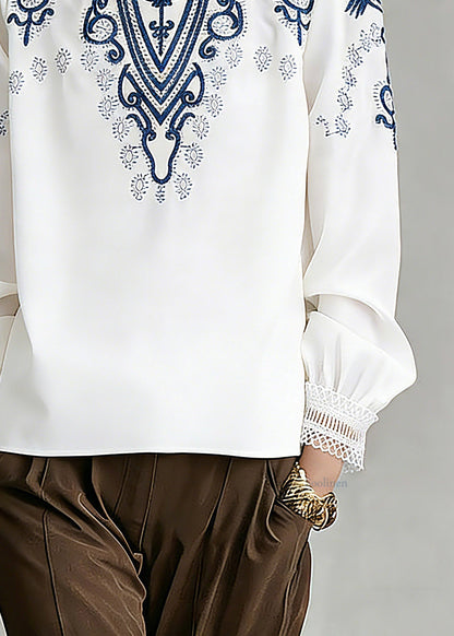 Vintage White O-Neck Print T Shirt Spring