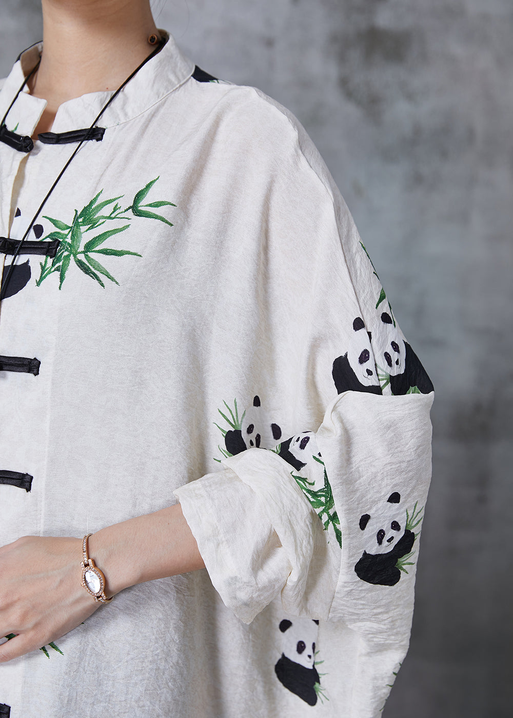 Vintage White Oversized Print Cotton Blouse Top Fall