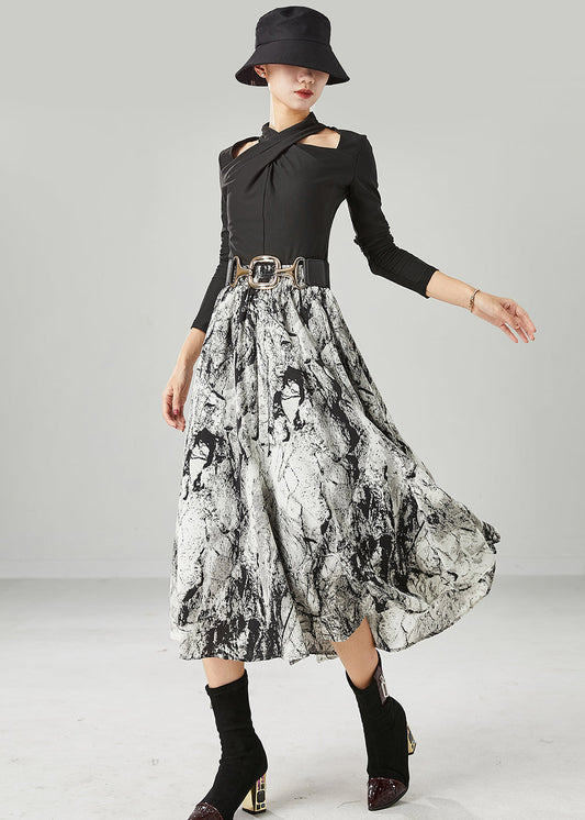 White Tie Dye Cotton a Line Skirt Summer