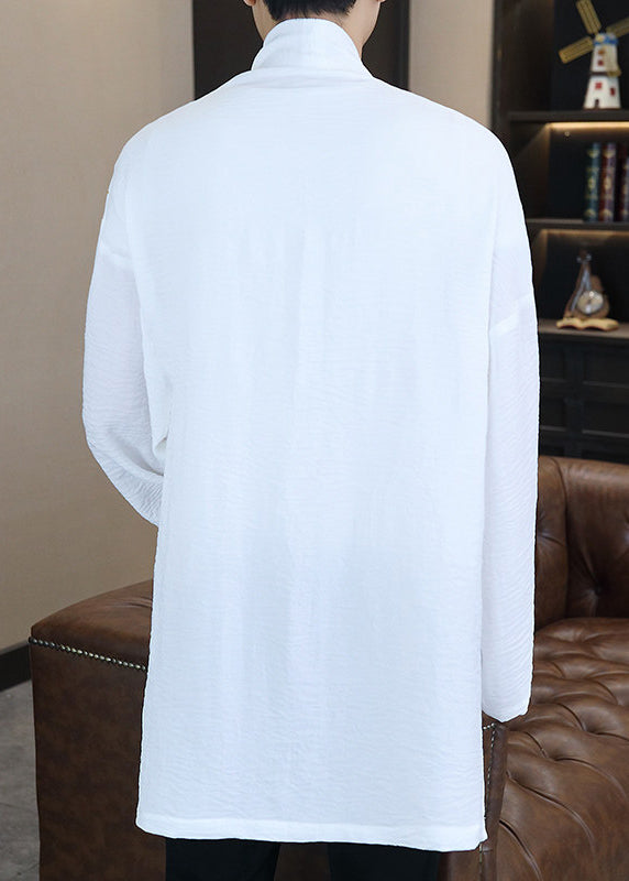 White V Neck Upf 50+ Coat Long Sleeve