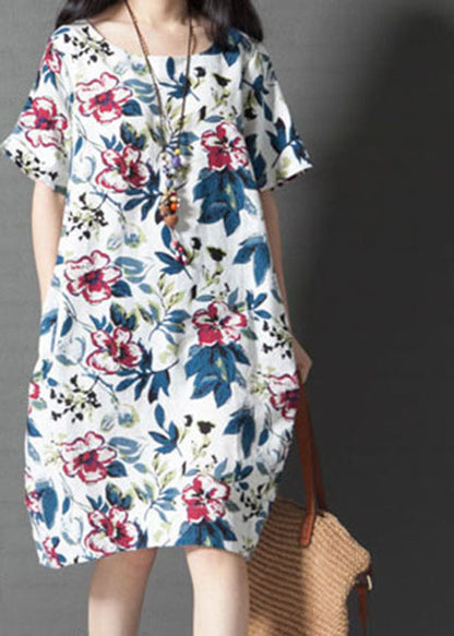 Loose Printing Short Sleeve Dress