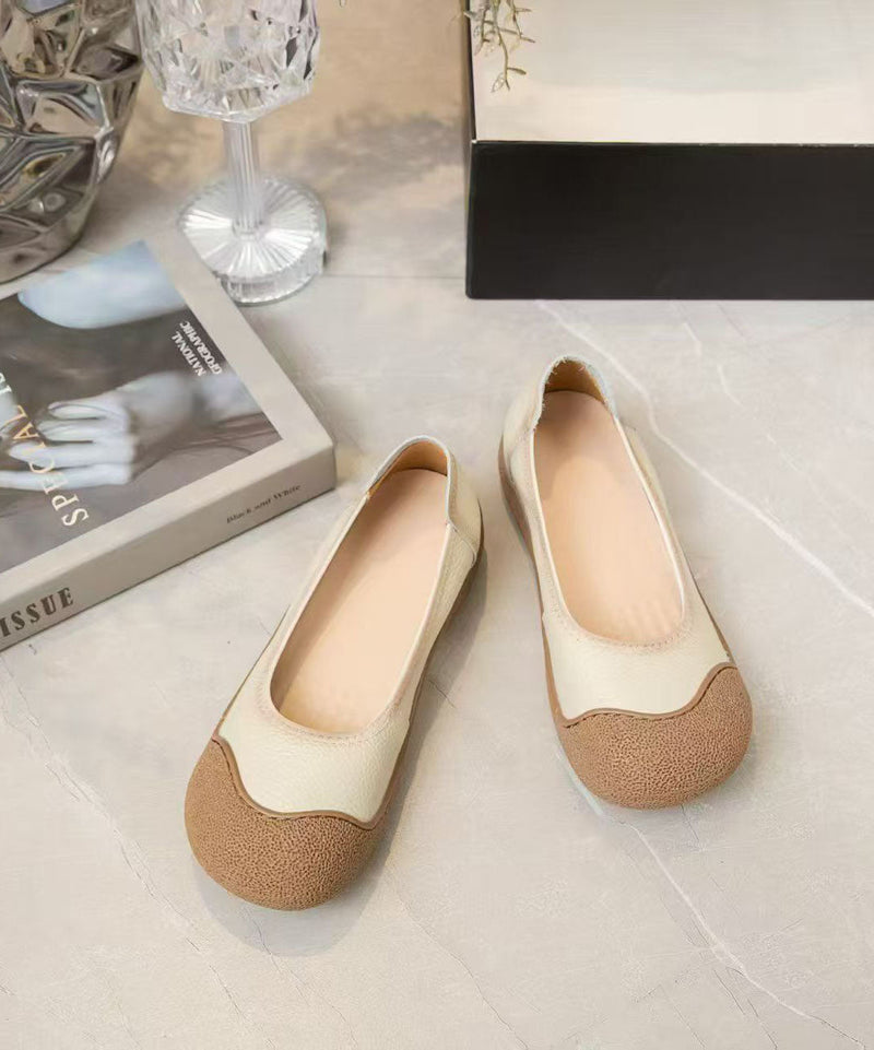 Yellow Cowhide Leather Soft Splicing Penny Loafers