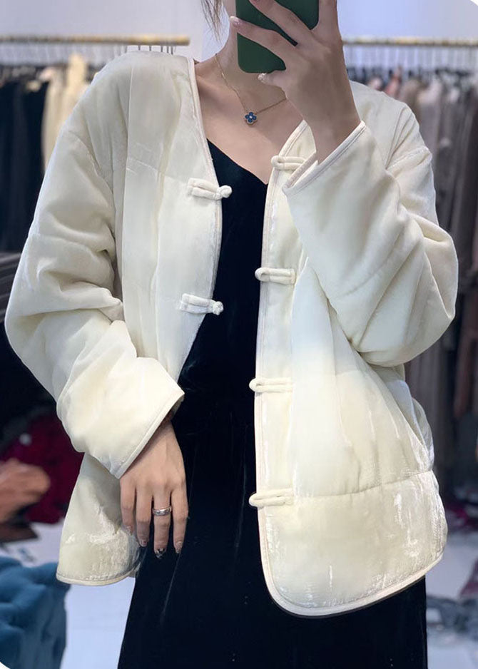 Yellow Button V Neck Fine Cotton Filled Coats Winter