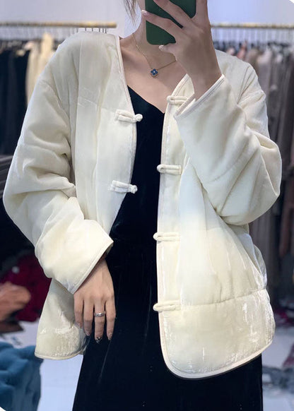 Yellow Button V Neck Fine Cotton Filled Coats Winter