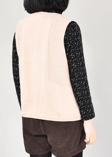 Beige O Neck Sweater Coat Autumn Sweaters Sleeveless