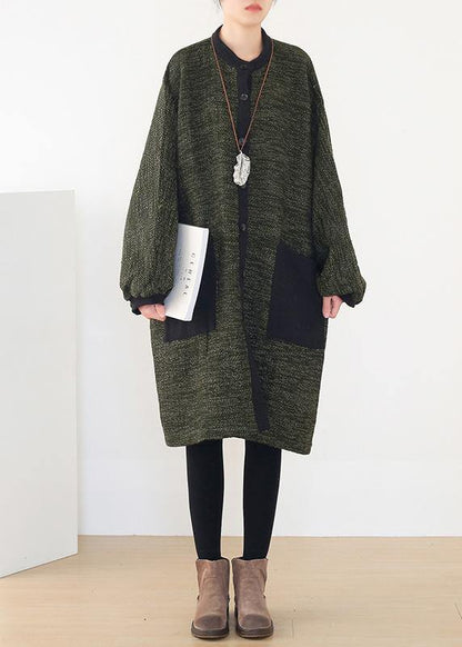 Black Knitted Outwear Wild O Neck Knit Sweat Tops
