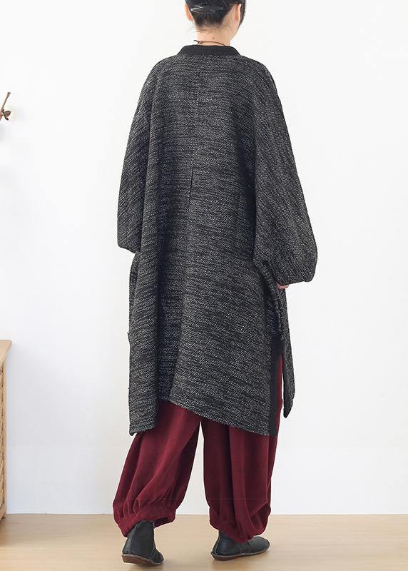 Black Knitted Outwear Wild O Neck Knit Sweat Tops