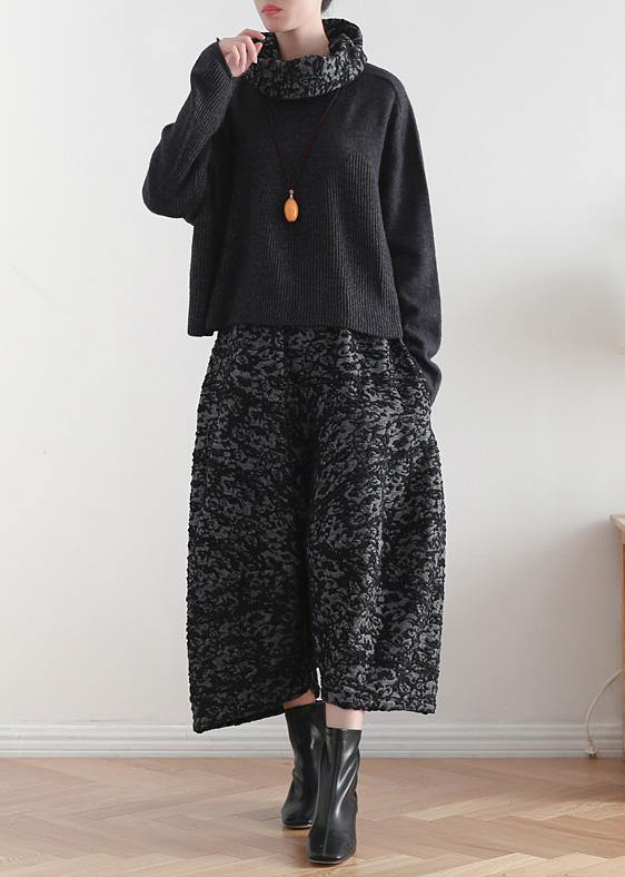 Black Tops High Neck Knitwear Batwing Sleeve Top