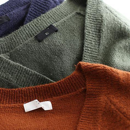 Chocolate Sweater Wardrobes Street Style V Neck Baggy Daily Sweater Dresses