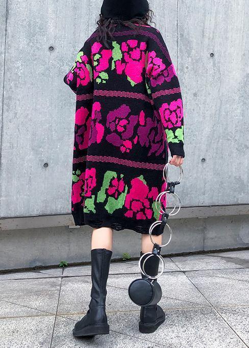 Sweater Dress Outfit Stand Collar Hole Baggy Knitwear