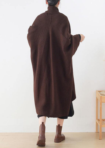 Knit Sweat Tops Chocolate V Neck Batwing Sleeve Coats