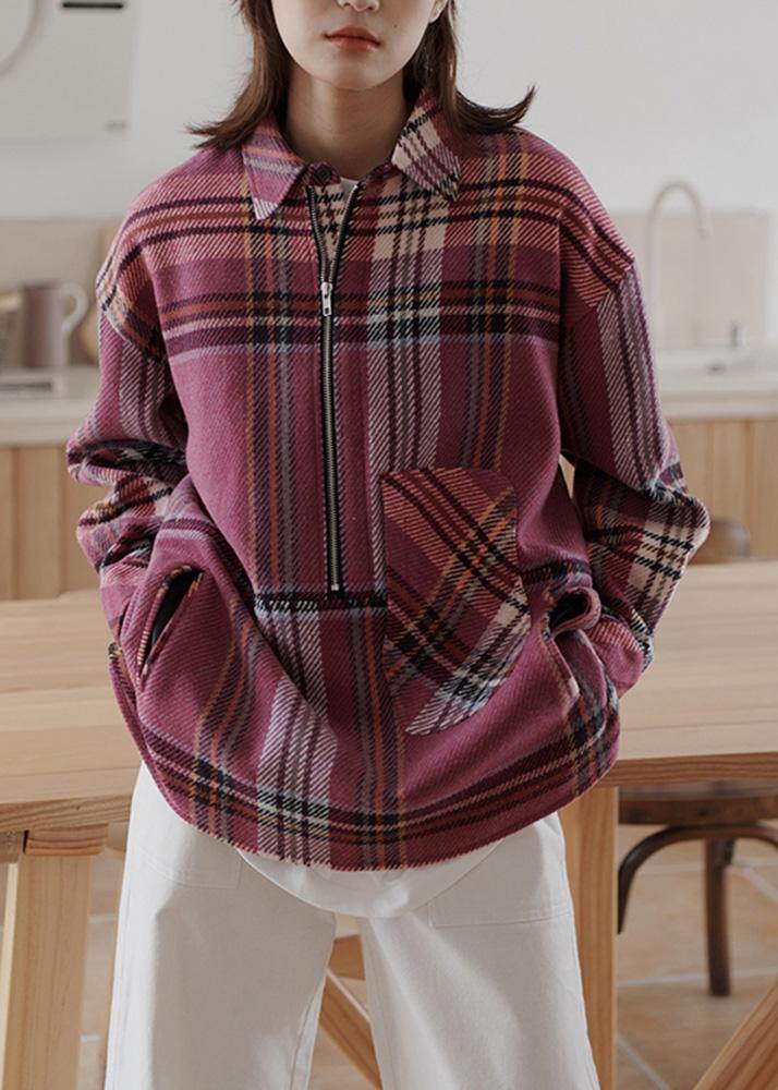 Plaid Woolen Sweater Female Winter Korean Version of the Loose Warm Top