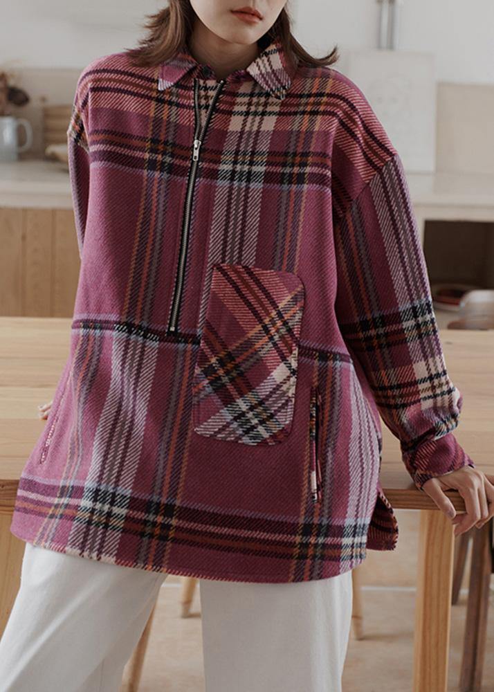 Plaid Woolen Sweater Female Winter Korean Version of the Loose Warm Top