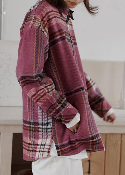 Plaid Woolen Sweater Female Winter Korean Version of the Loose Warm Top