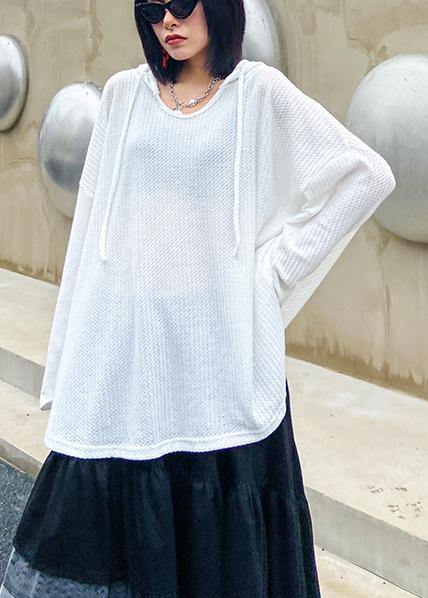Vintage whiteknitted top hooded baggy oversized knit tops