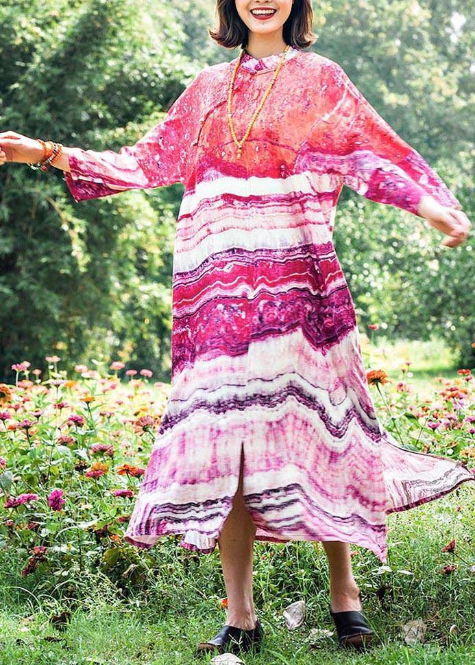 Vivid Patchwork Stand Collar Tunic Pattern Lnspiration Print Dress
