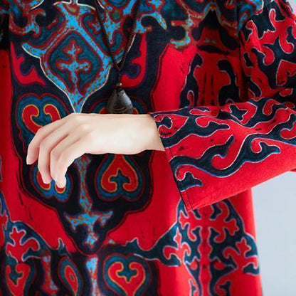 Vivid Baggy Linen Cotton Clothes for Pakistani Shape Red Print Love Dress