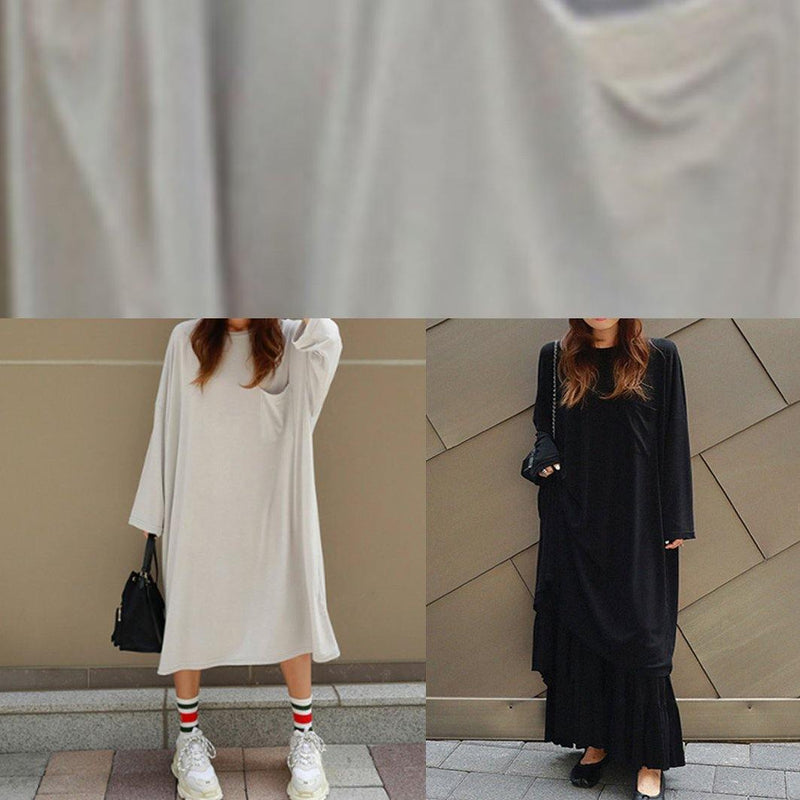 Vivid Black Cotton Quilting Dresses O Neck Batwing Sleeve Kaftan Summer Dress
