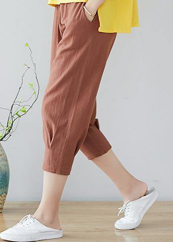Vivid Elastic Waist Cotton Tutorials Khaki Harem Pants
