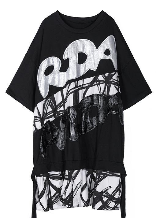 Vivid Embroidery Patchwork European Cotton Dress Black Dress Summer