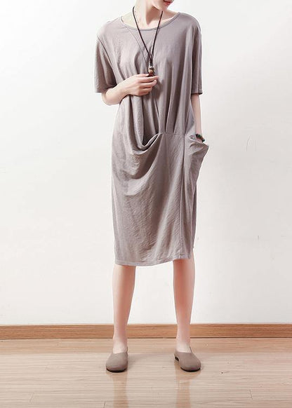 Vivid Gray Cotton Clothes Metropolitan Museum Tutorials O Neck Art Summer Dress