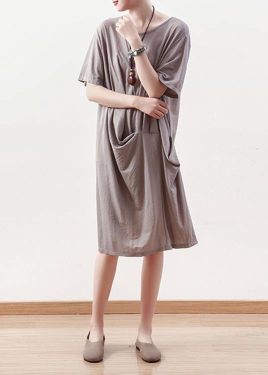 Vivid Gray Cotton Clothes Metropolitan Museum Tutorials O Neck Art Summer Dress