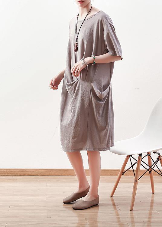 Vivid Gray Cotton Clothes Metropolitan Museum Tutorials O Neck Art Summer Dress