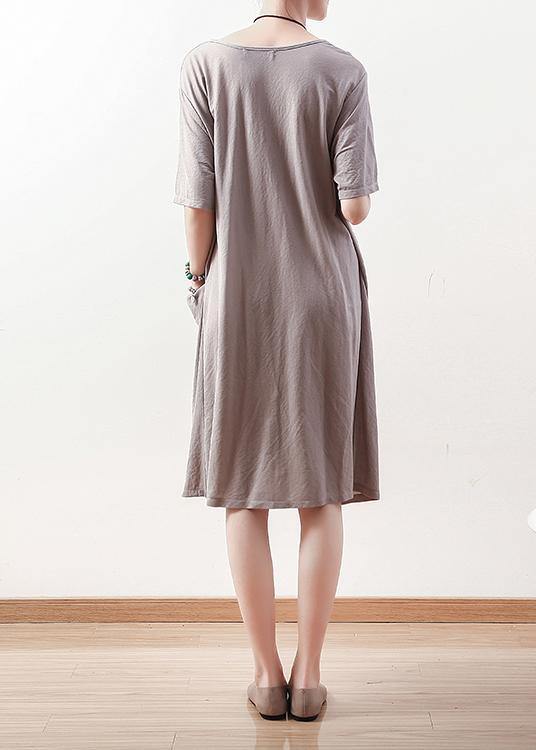 Vivid Gray Cotton Clothes Metropolitan Museum Tutorials O Neck Art Summer Dress