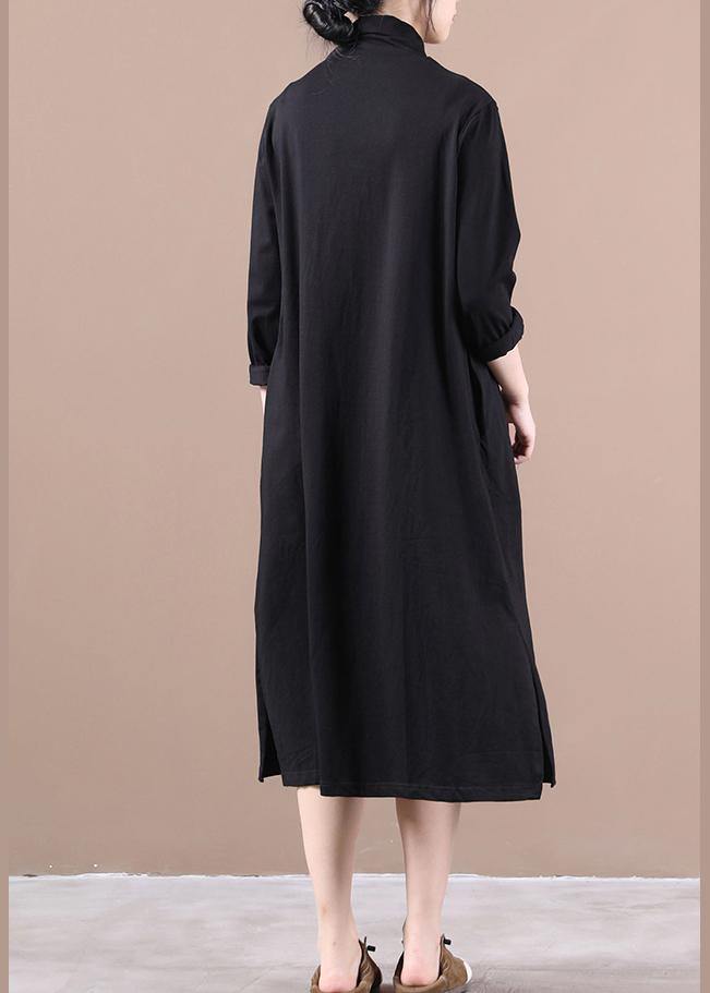 Vivid High Neck Side Open Spring Dresses Tutorials Black Kaftan Dress