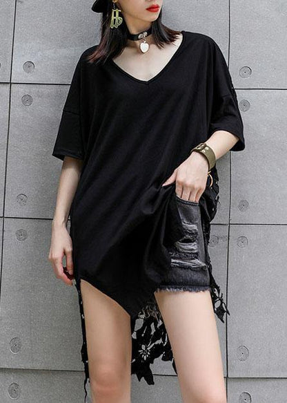 Vivid Hollow Out Cotton Dresses Photography Black Patchwork Maxi Dresses Summer
