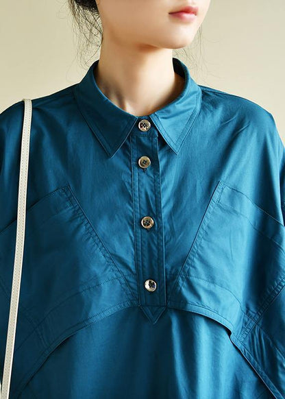 Vivid Lapel Patchwork Summer Wardrobes Runway Blue Dresses