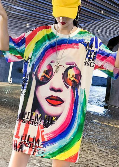 Vivid Multi Prints Cotton Short Sleeve Dress