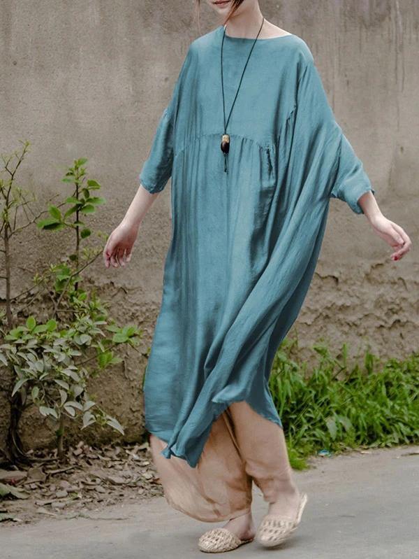 Vivid O Neck Batwing Sleeve Clothes Design Blue Traveling Dresses