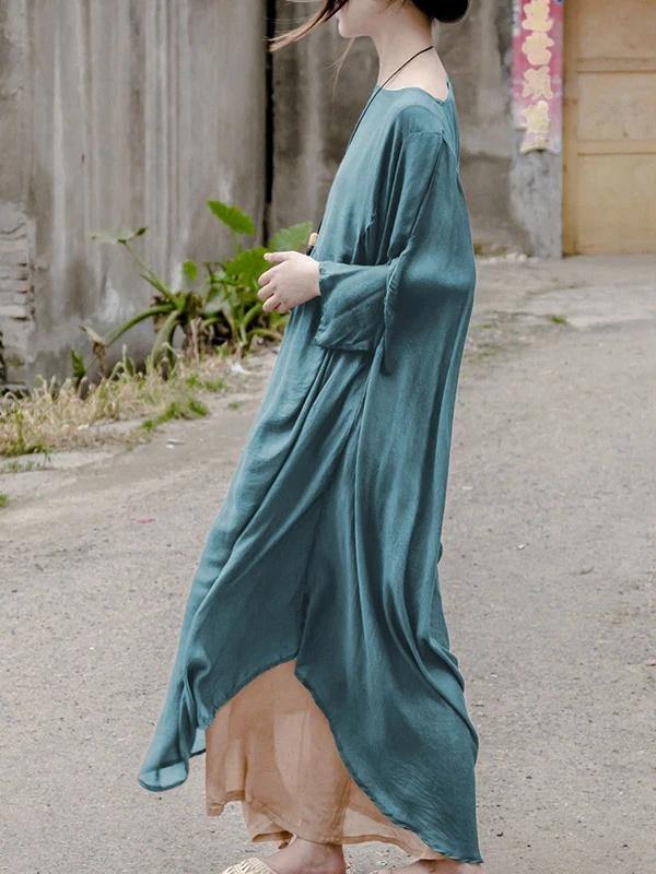 Vivid O Neck Batwing Sleeve Clothes Design Blue Traveling Dresses