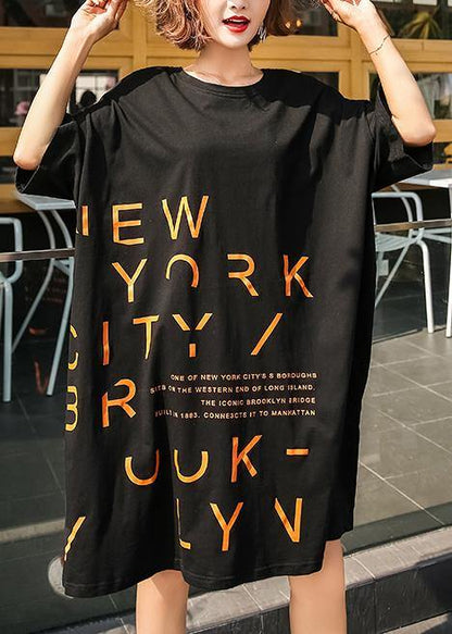 Vivid O Neck Cotton Quilting Dresses Inspiration Short Sleeve Dresses Black