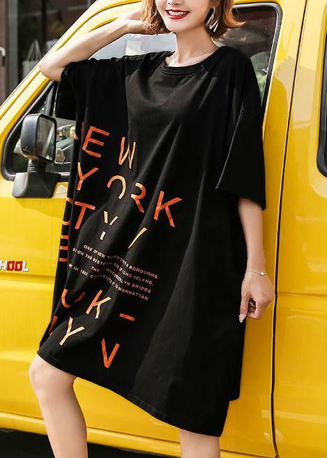 Vivid O Neck Cotton Quilting Dresses Inspiration Short Sleeve Dresses Black