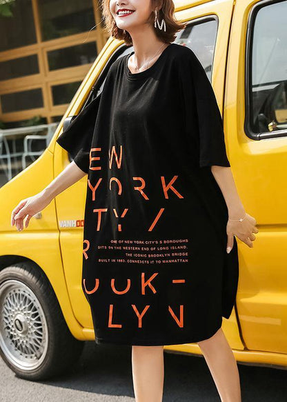 Vivid O Neck Cotton Quilting Dresses Inspiration Short Sleeve Dresses Black