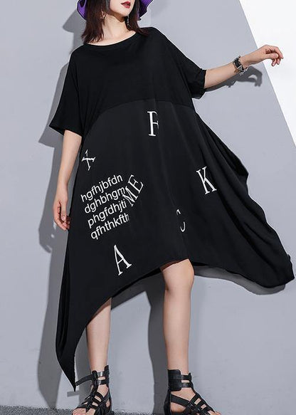 Vivid O Neck Asymmetric Cotton Tunics for Inspiration Black Maxi Dress Summer