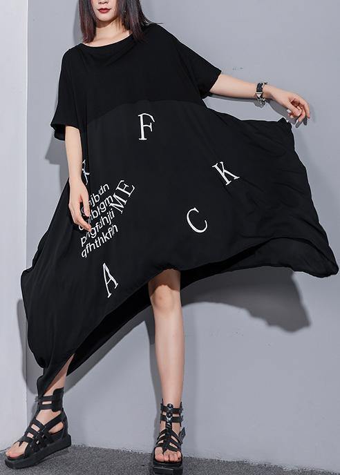 Vivid O Neck Asymmetric Cotton Tunics for Inspiration Black Maxi Dress Summer
