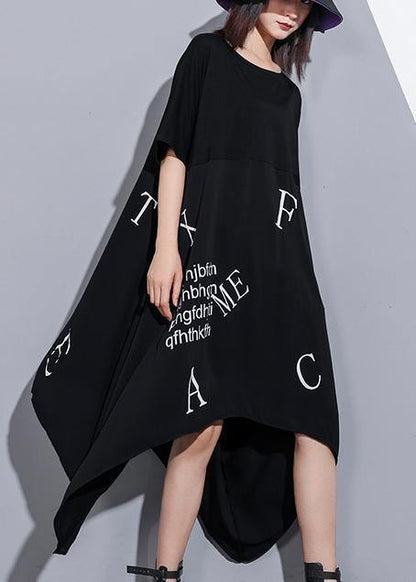 Vivid O Neck Asymmetric Cotton Tunics for Inspiration Black Maxi Dress Summer