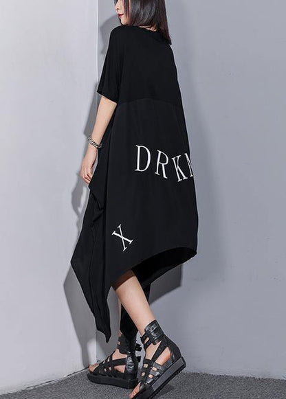 Vivid O Neck Asymmetric Cotton Tunics for Inspiration Black Maxi Dress Summer