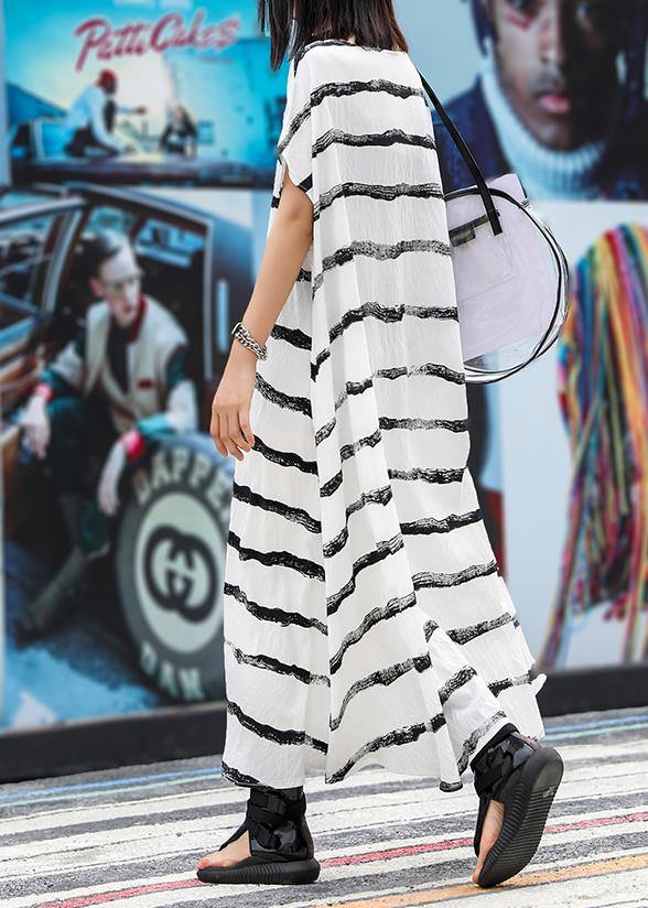 Vivid O Neck Pockets Linen Cotton Dress Photography White Striped Dresses Summer