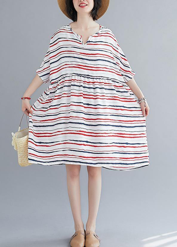Vivid O Neck Summer Quilting Dresses Ideas Red Striped Dress