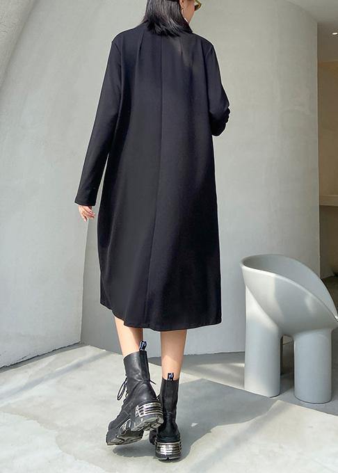 Vivid O Neck Zippered Fall Tunics Runway Black Dress