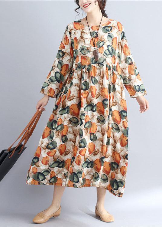 Vivid Prints Dotted Cotton Tunics for O Neck Cotton Summer Dress